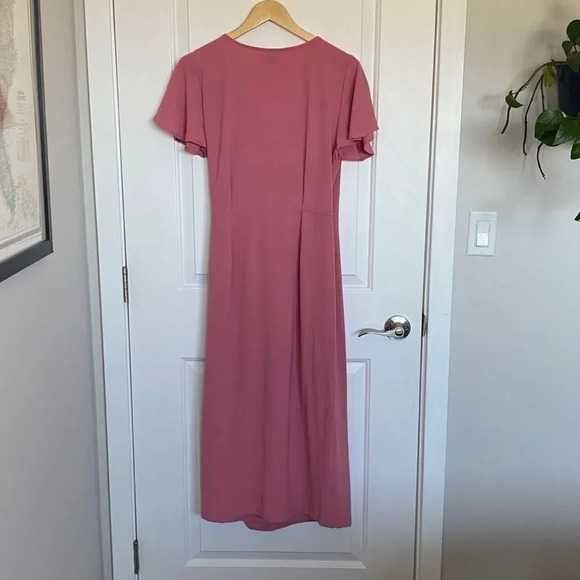 Bobeau Pink Flutter Wrap Midi Dress - Picture 13 of 14